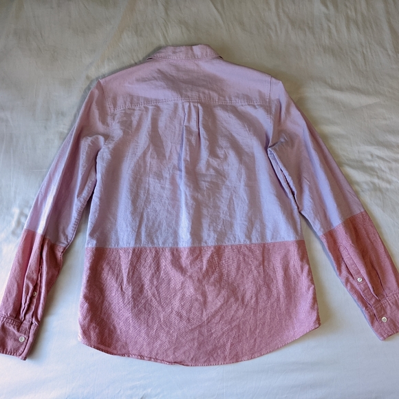 J. Crew "Boy" Long Sleeve Button Down Shirt Pink Color Block Women's Size 8 - Picture 4 of 6
